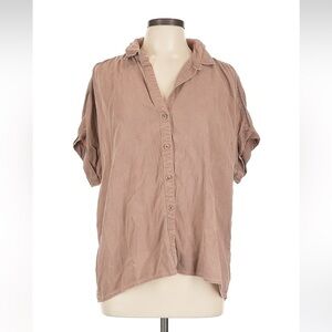 cloth & stone Relaxed Short-Sleeve Button-Down Shirt in brown